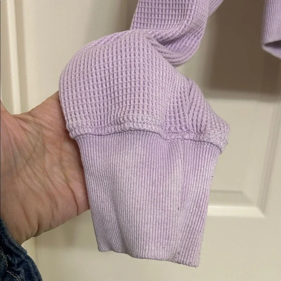 Hippie Rose Lavender Waffle Knit Quarter-Zip Crop Top with Long Sleeves M ptp 21 - Picture 6 of 13